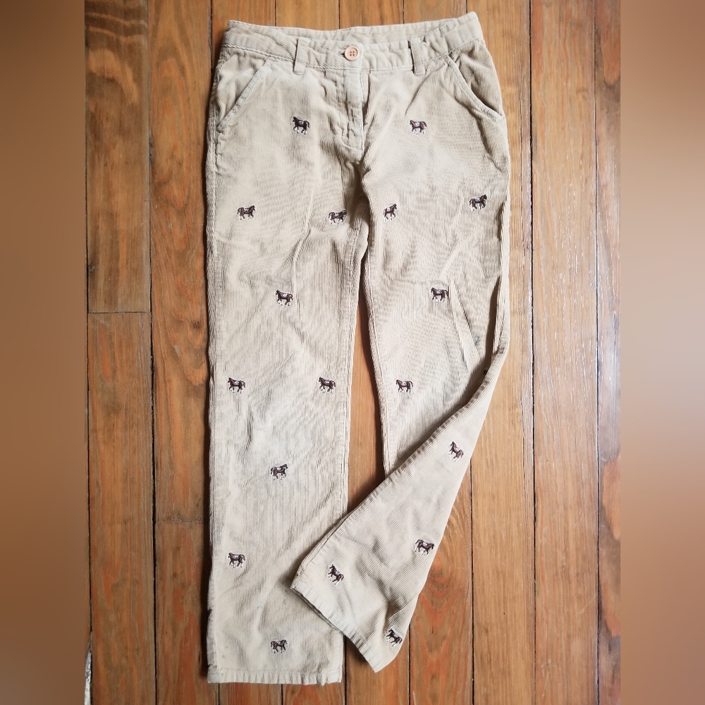 Horse Embroidered Corduroy Pants